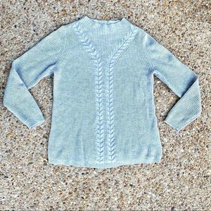 Talbots Lamb’s Wool Blend Cable Knit Soft Gray Sweater Size L